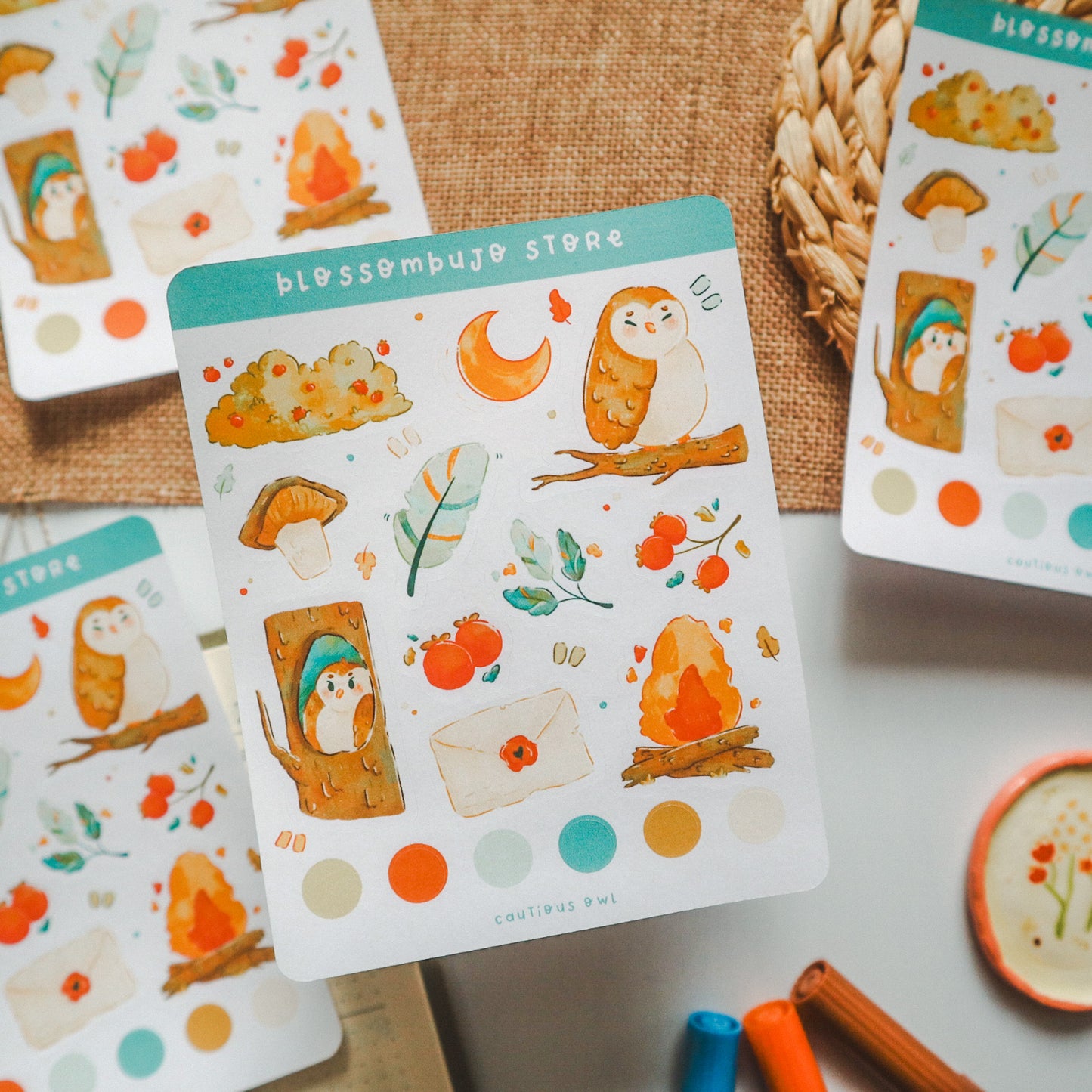 Stickersheet - Cautious Owl