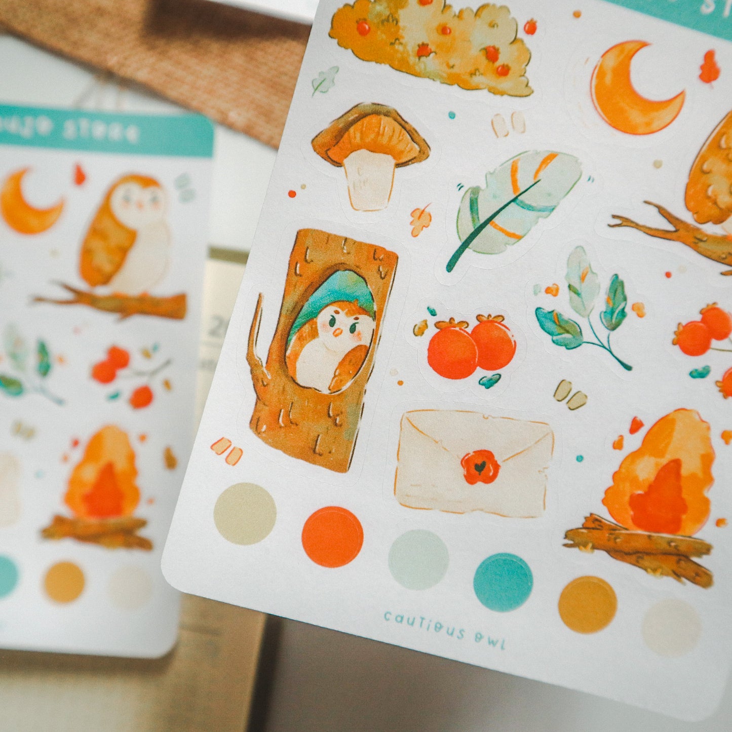 Stickersheet - Cautious Owl