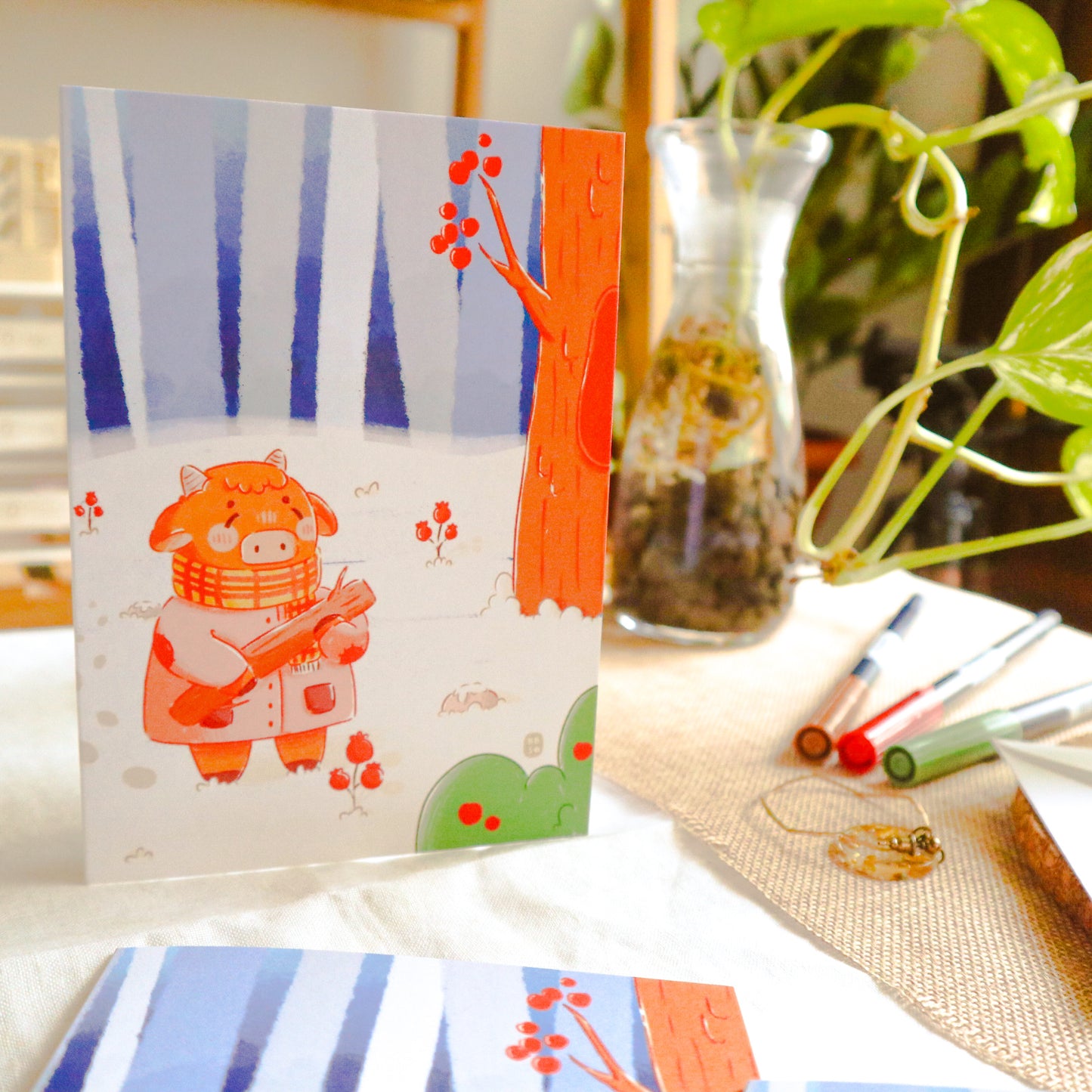 Greeting Card - Lumberjack Cow