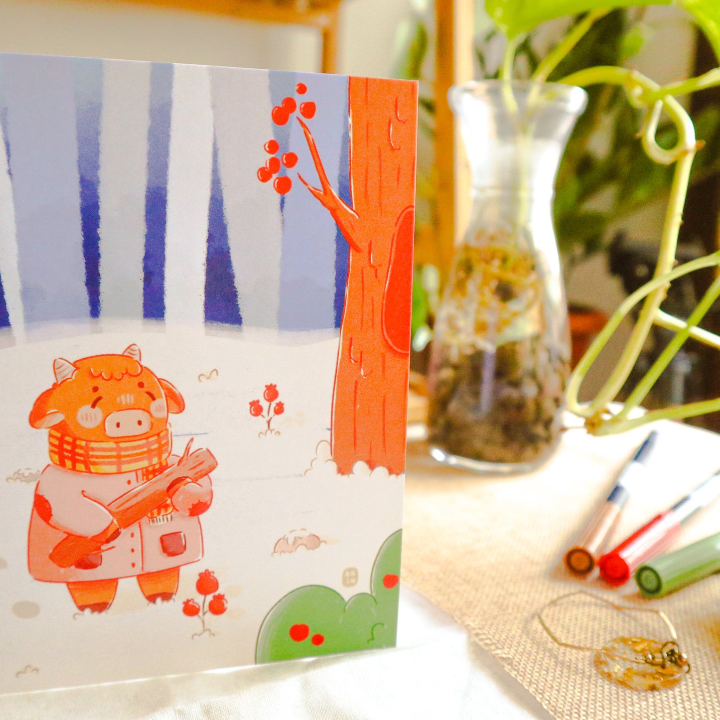 Greeting Card - Lumberjack Cow