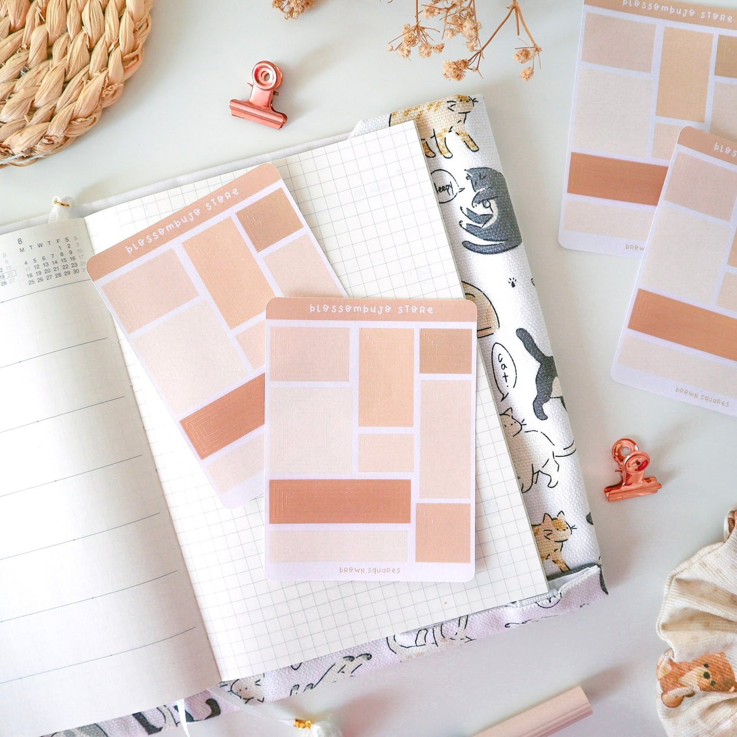 Stickersheet - Brown Squares