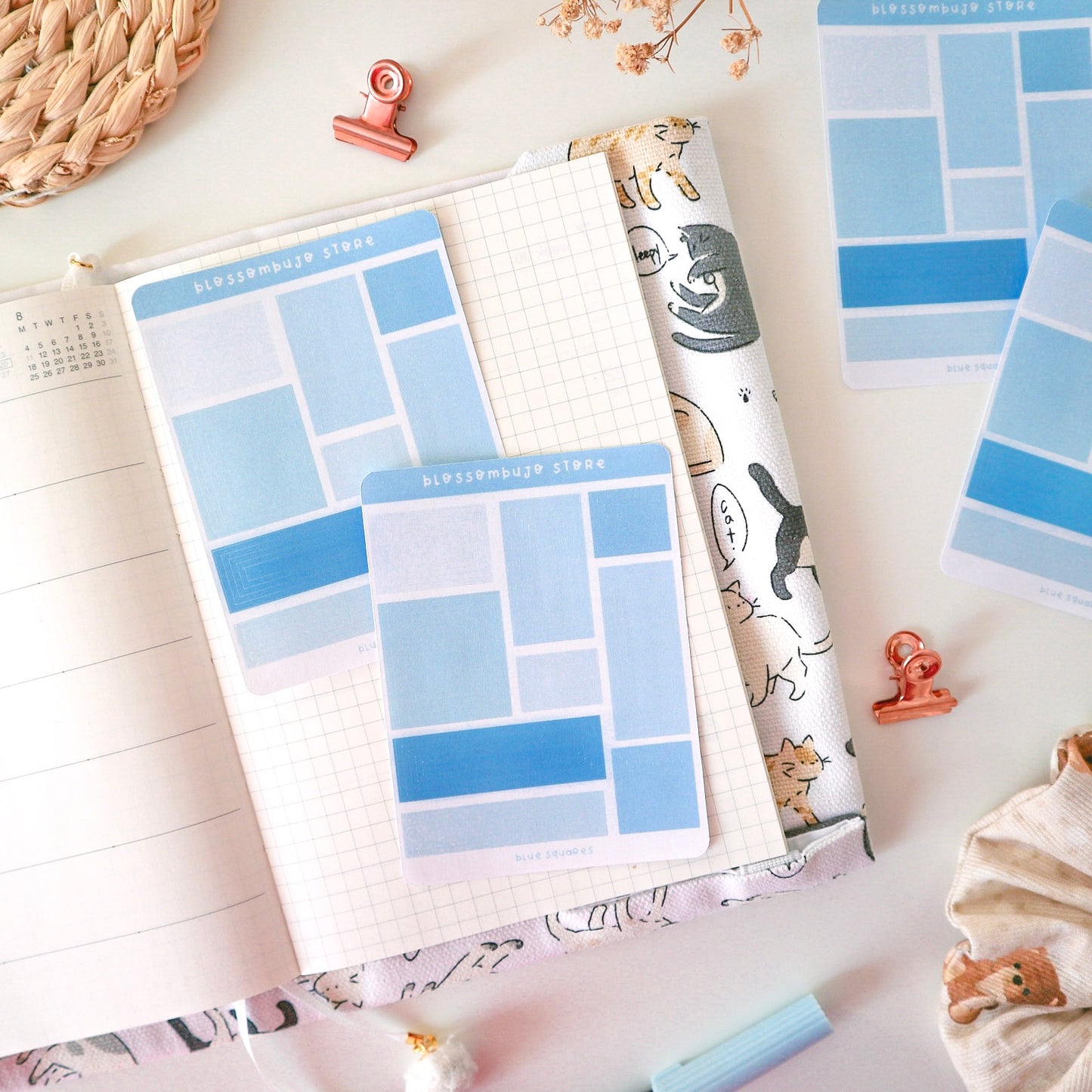 Stickersheet - Blue Squares