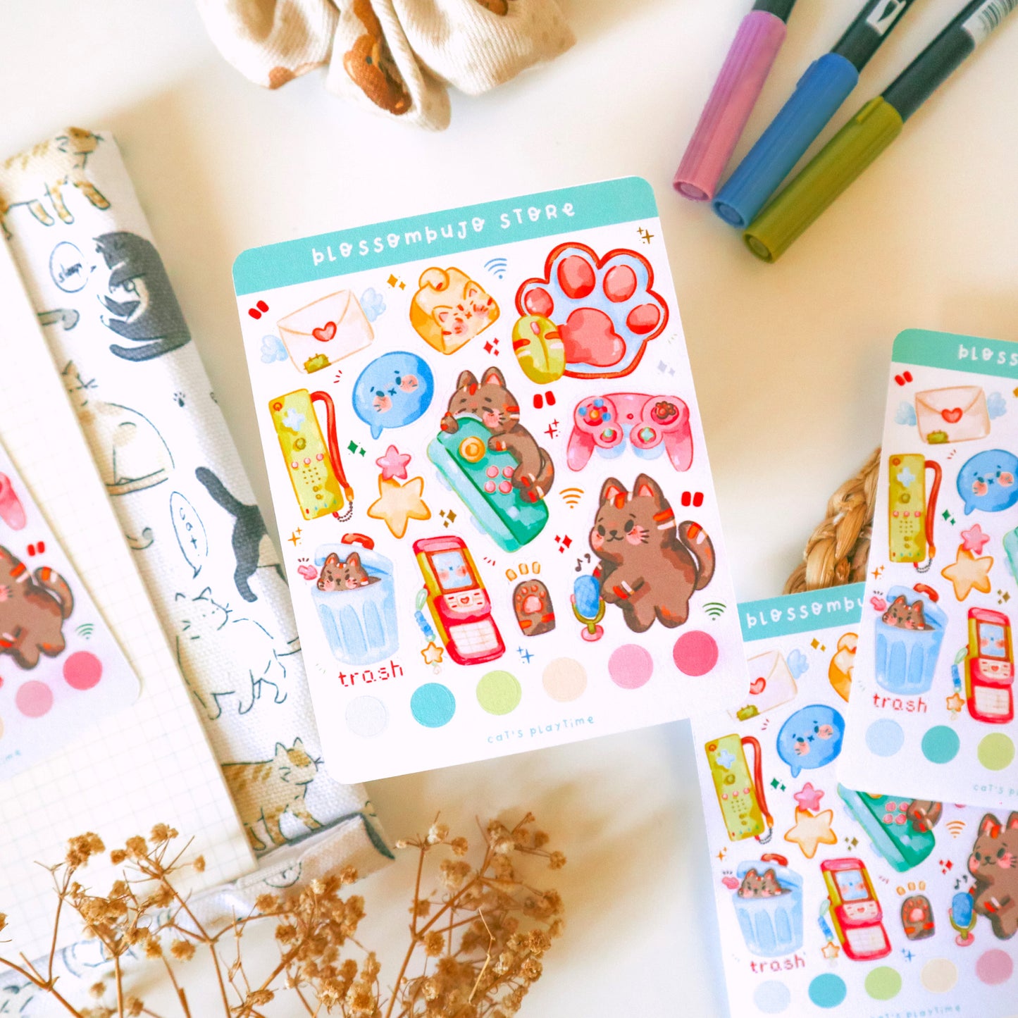 Stickersheet - Cat's Playtime