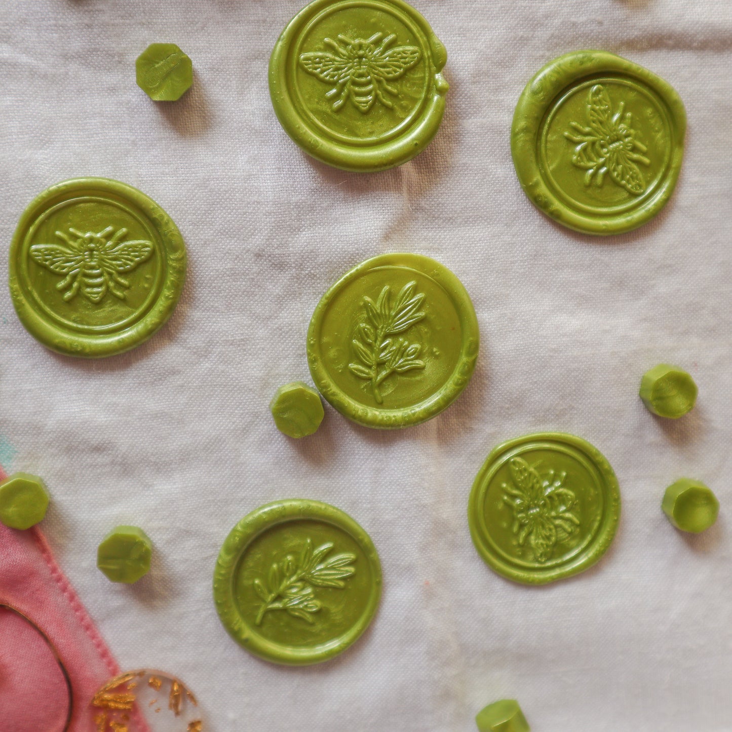 Wax Seals Stamp - Emerald, Pink and Pearl
