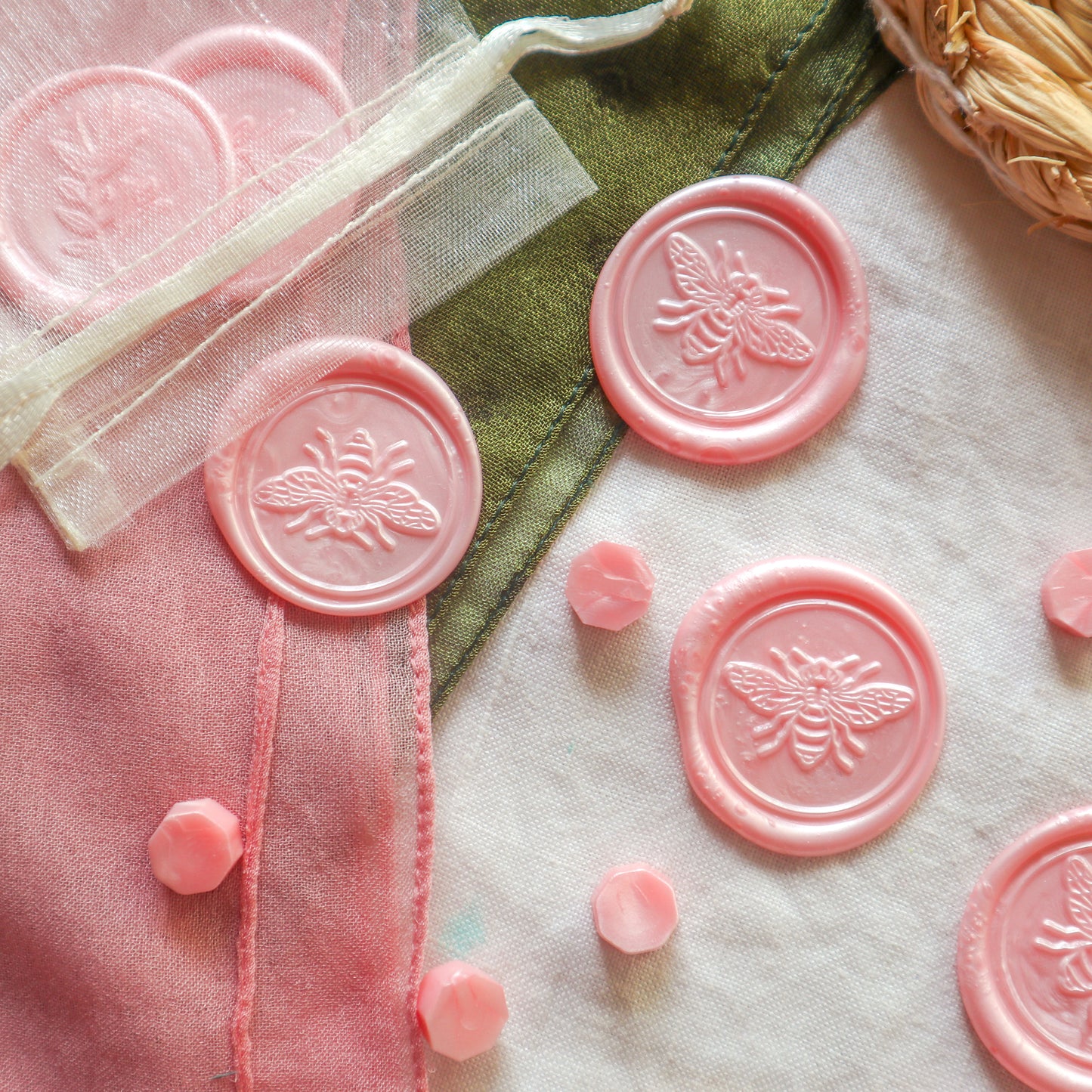 Wax Seals Stamp - Emerald, Pink and Pearl