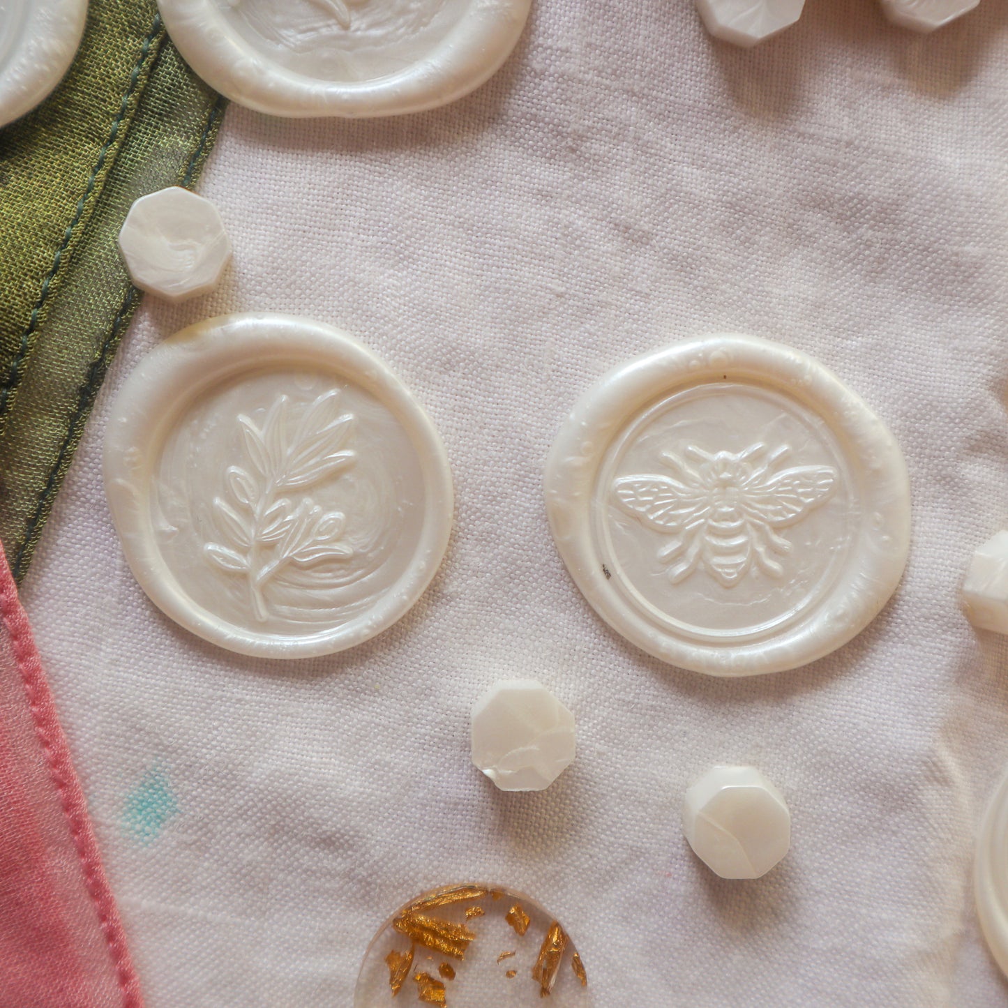 Wax Seals Stamp - Emerald, Pink and Pearl