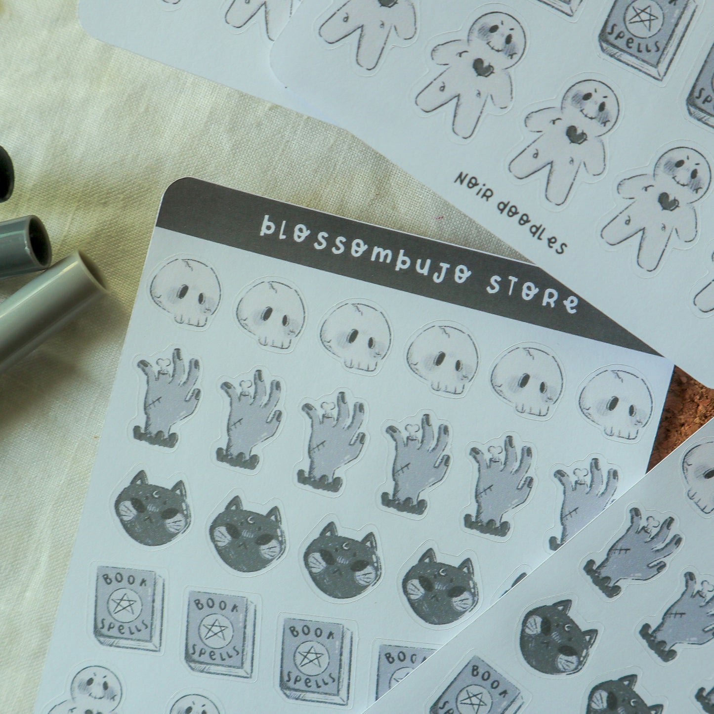 Stickersheet - Noir Doodles