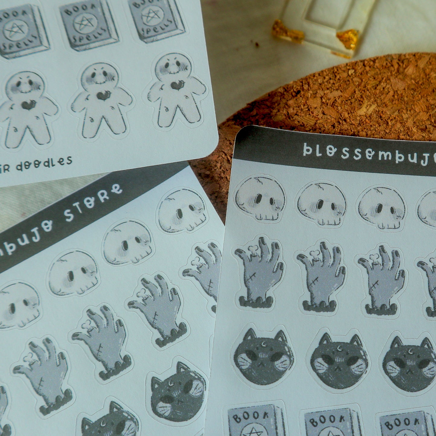Stickersheet - Noir Doodles