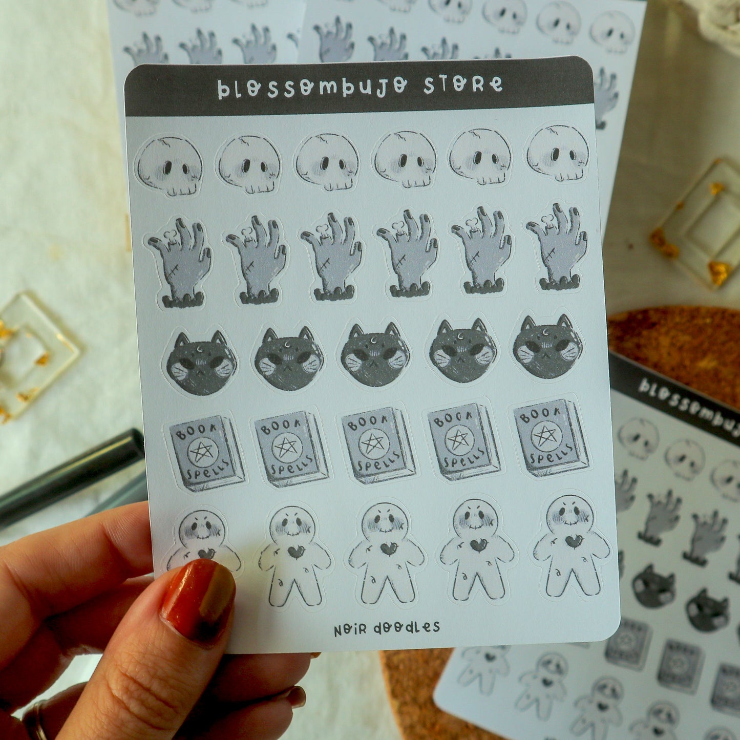 Stickersheet - Noir Doodles