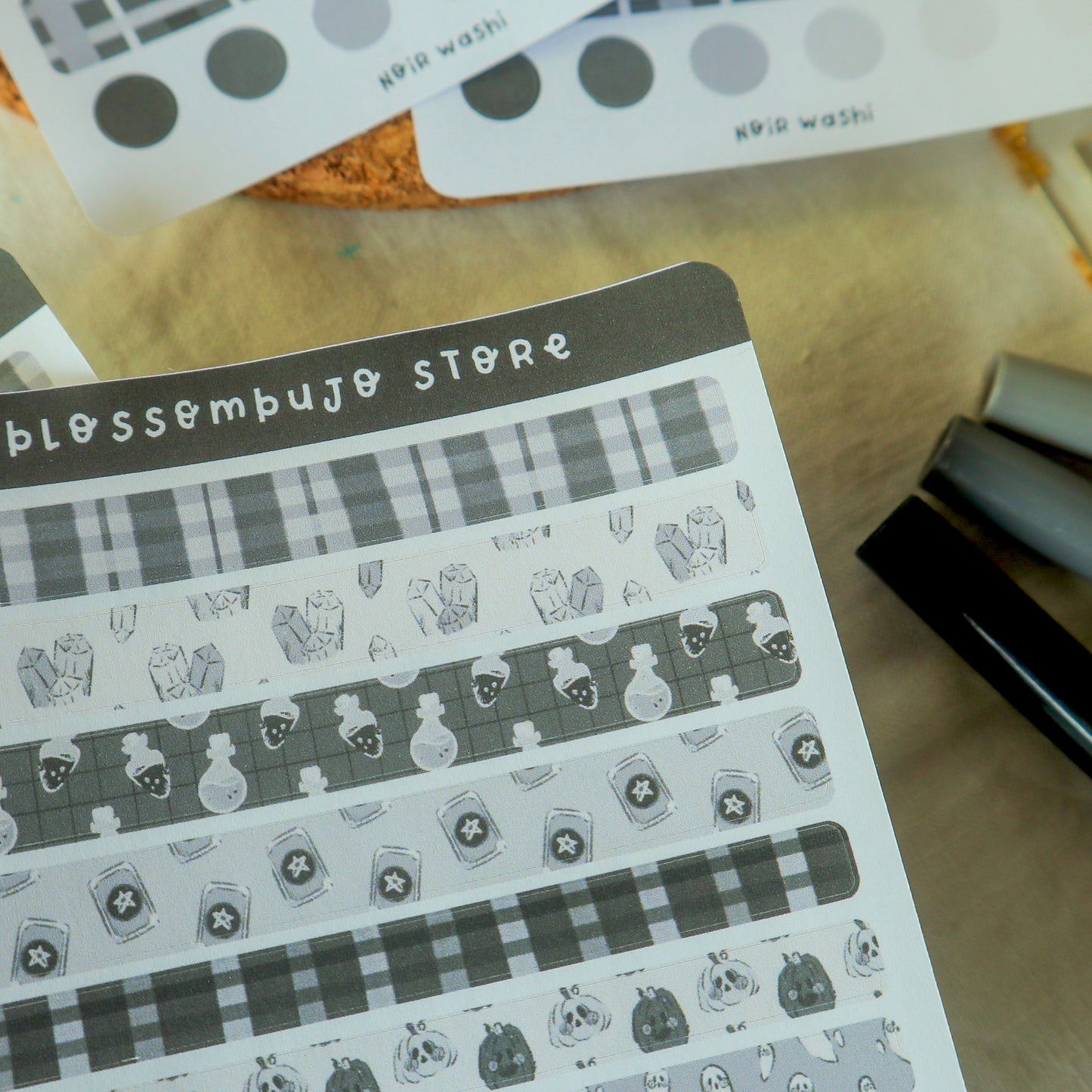 Stickersheet - Noir Washi