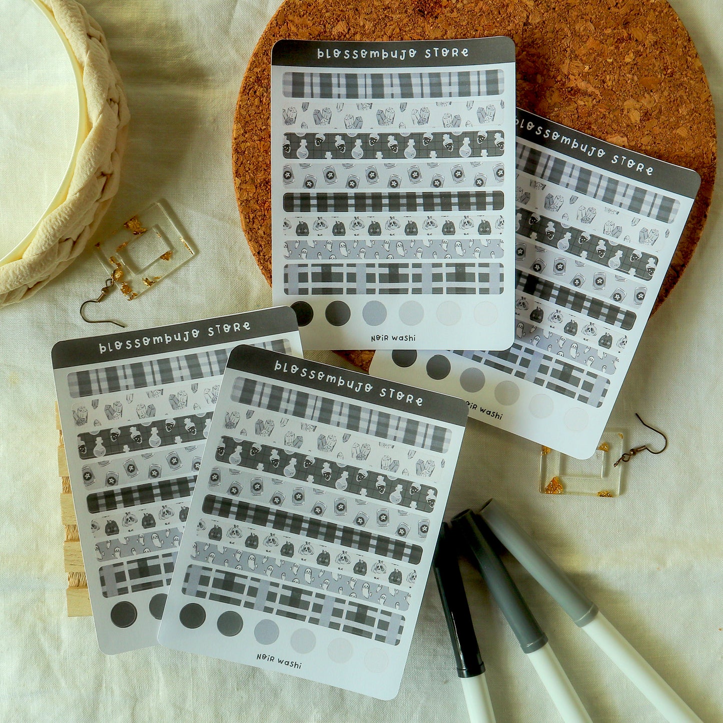 Stickersheet - Noir Washi