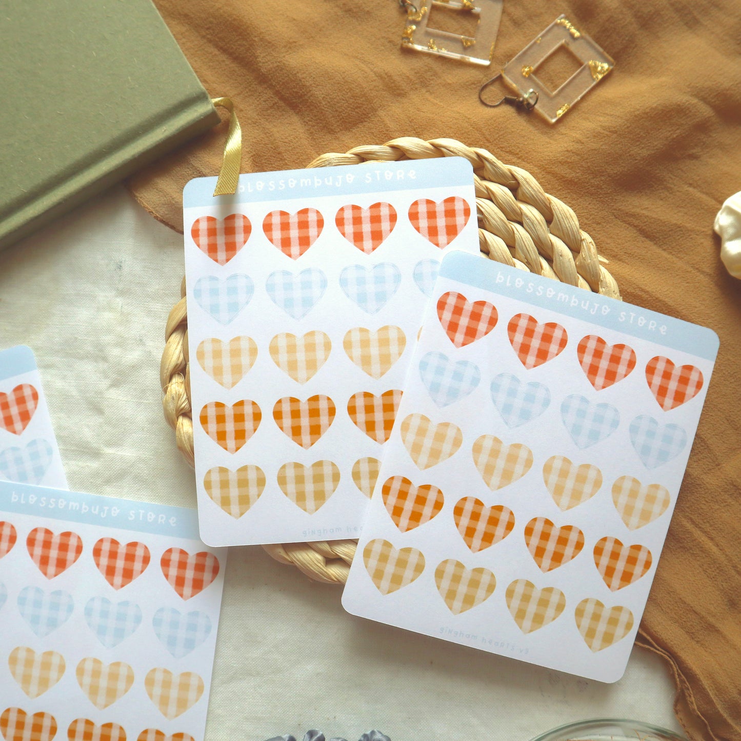 Stickersheet - Gingham Hearts
