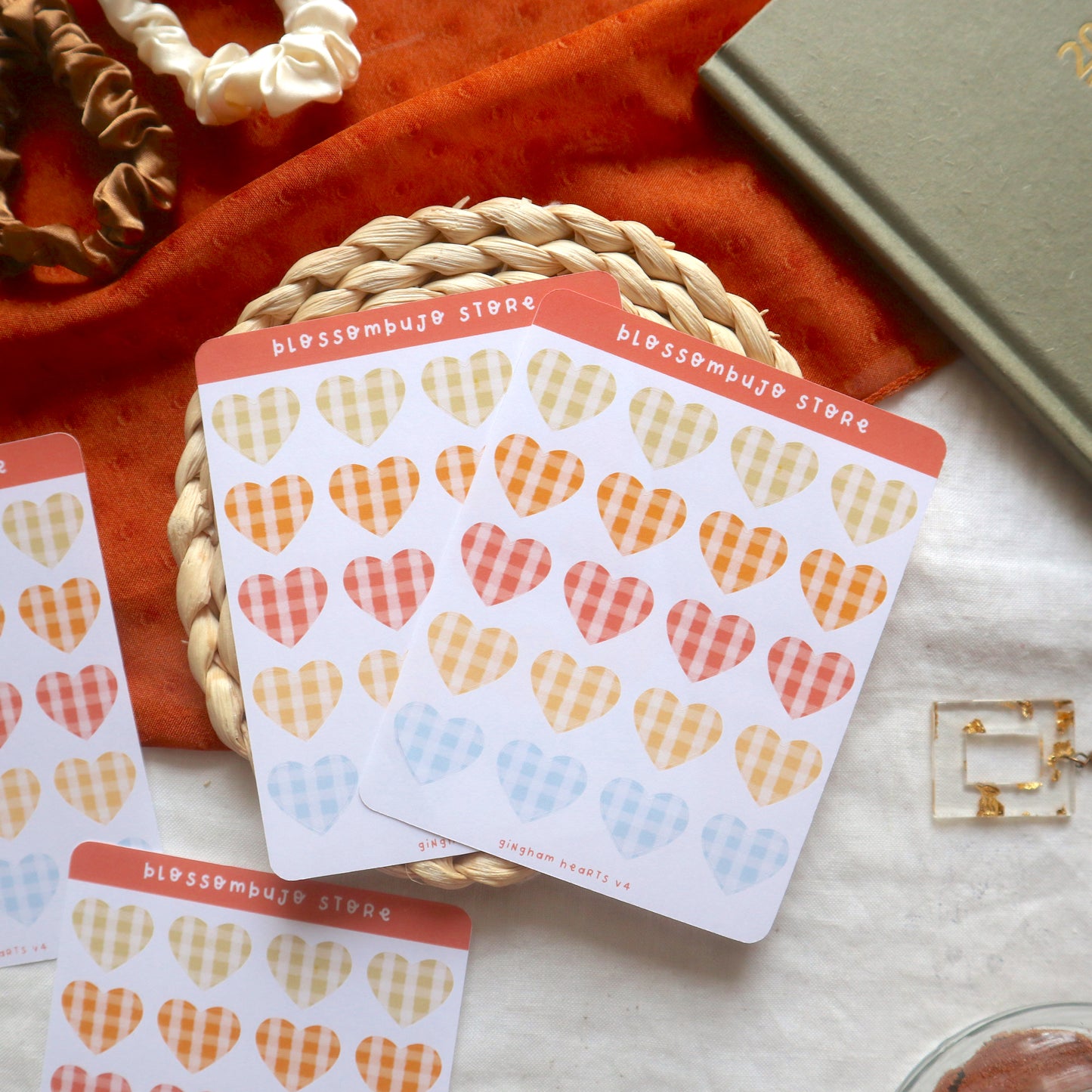 Stickersheet - Gingham Hearts