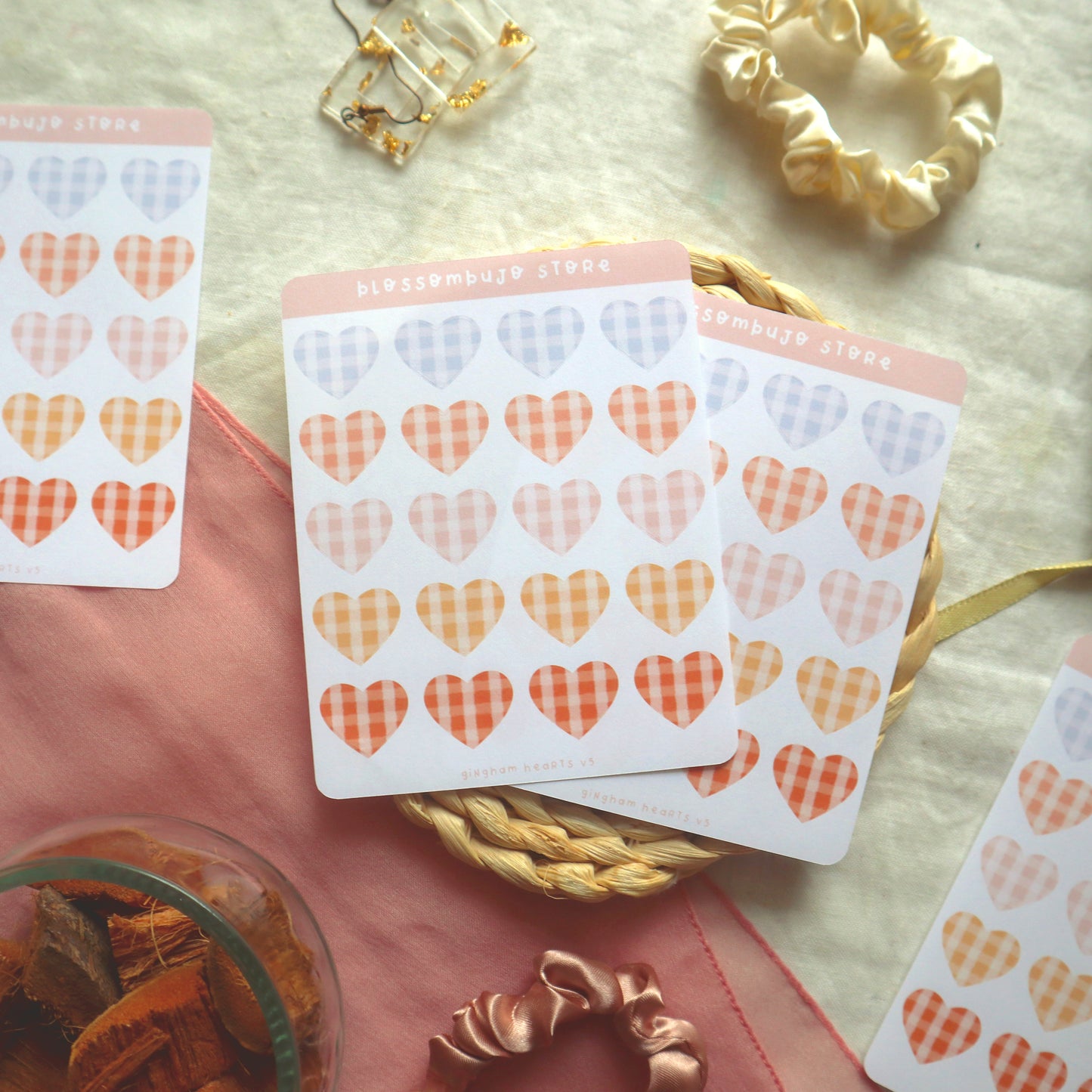 Stickersheet - Gingham Hearts