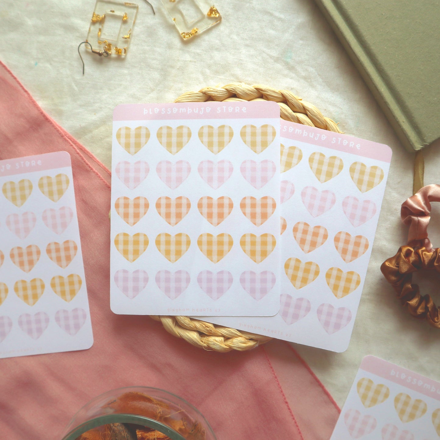 Stickersheet - Gingham Hearts