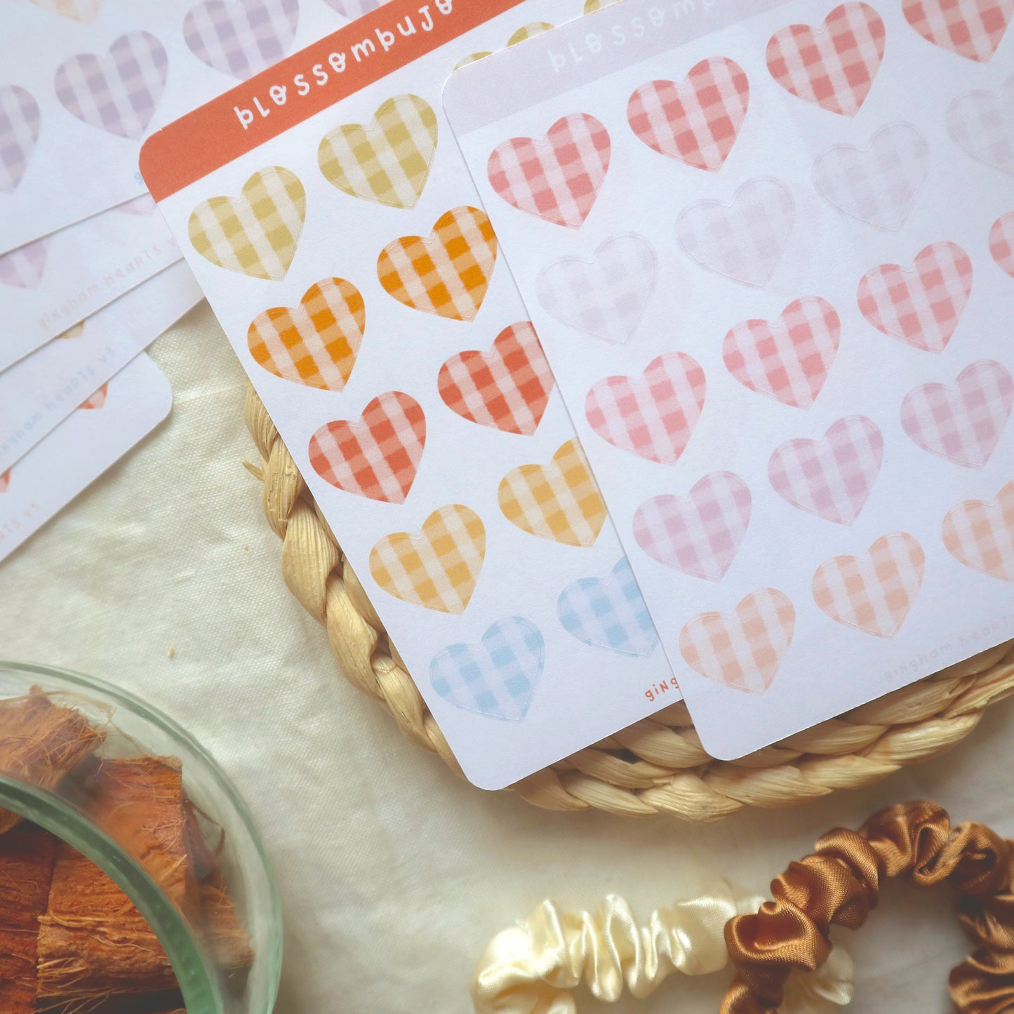 Stickersheet - Gingham Hearts