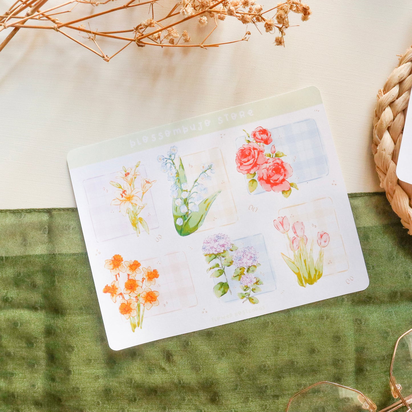 Stickersheet - Flower Postcards