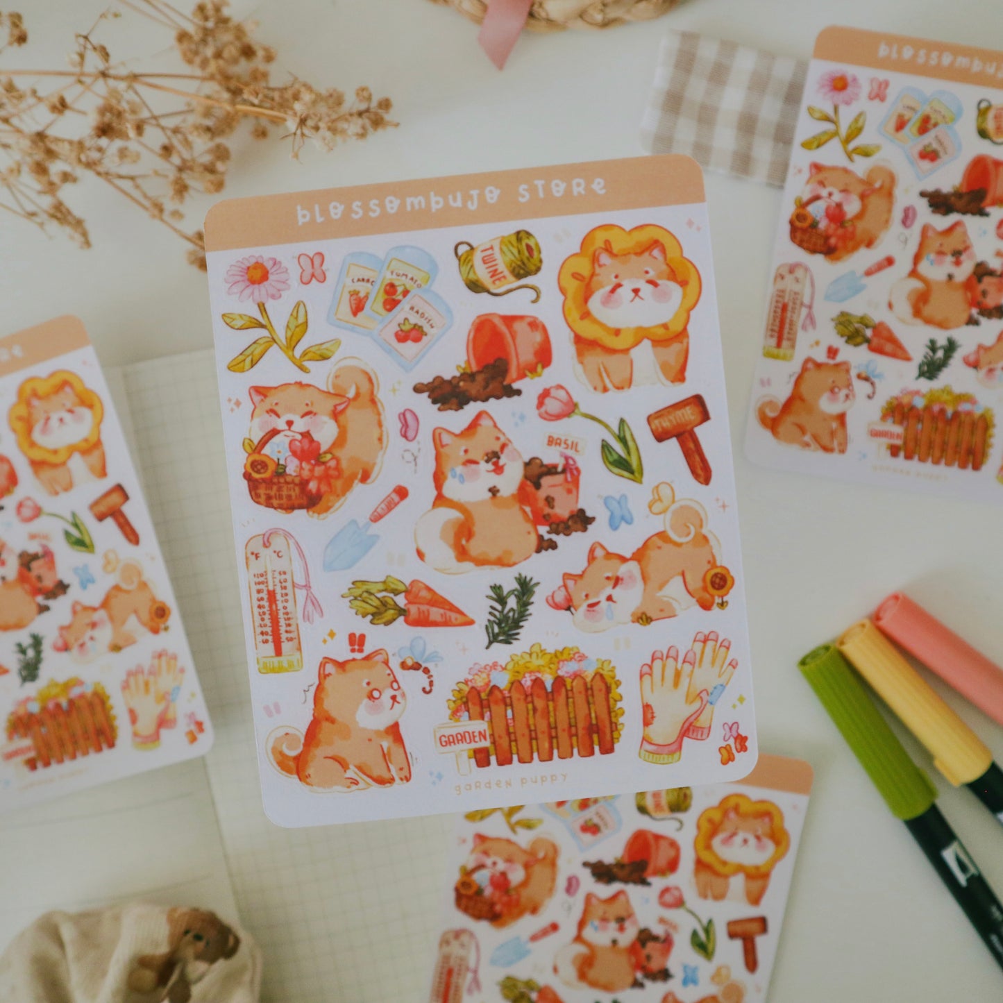 Stickersheet - Garden Puppy