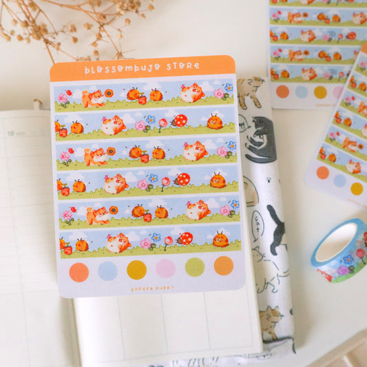 Stickersheet - Washi Tape Garden Puppy