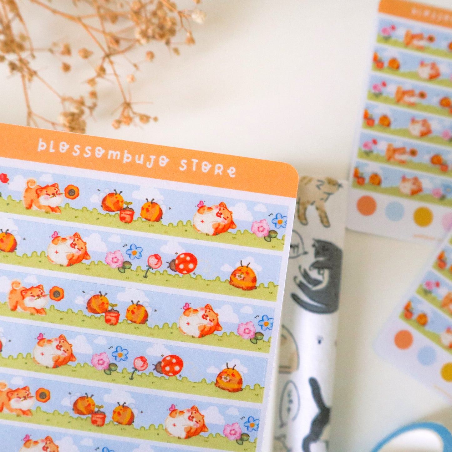 Stickersheet - Washi Tape Garden Puppy