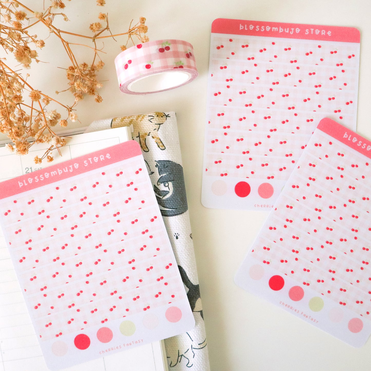 Stickersheet - Washi Tape Cherries Fantasy