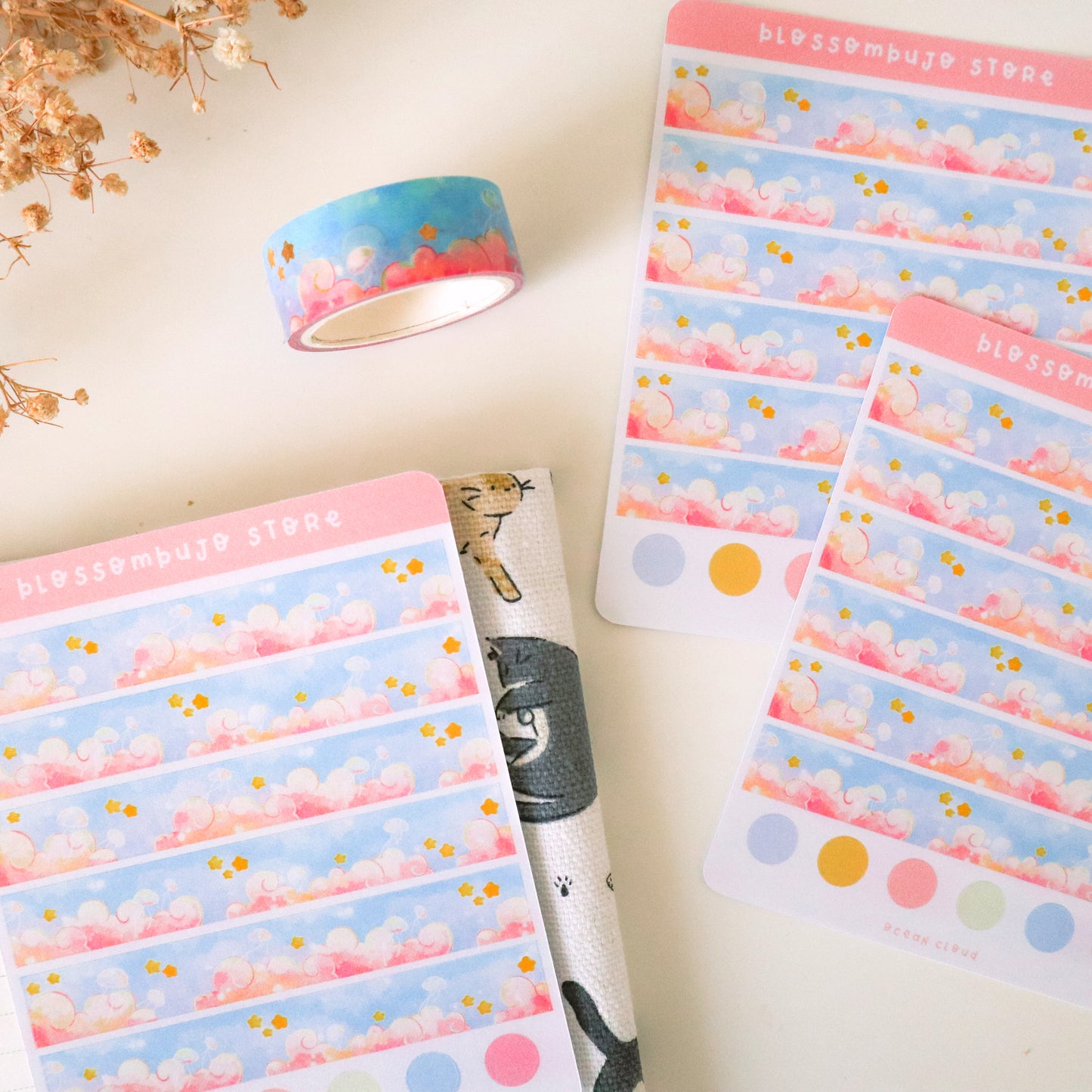 Stickersheet - Washi Tape Ocean Cloud