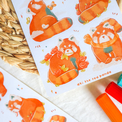 Stickersheet - Aki the Red Panda