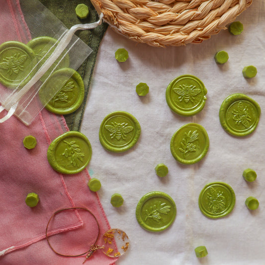 Wax Seals Stamp - Emerald, Pink and Pearl