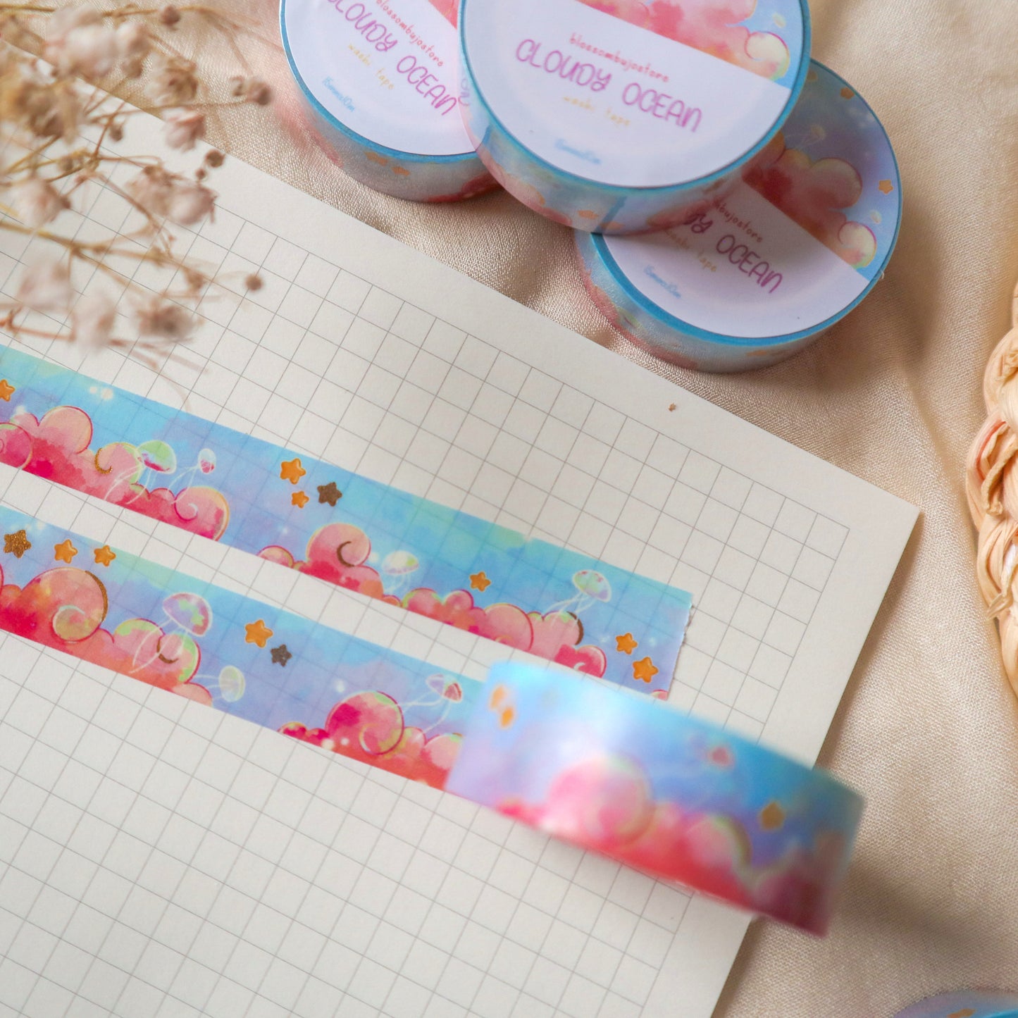 Washi Tape Gold Foiled - Cloudy Ocean