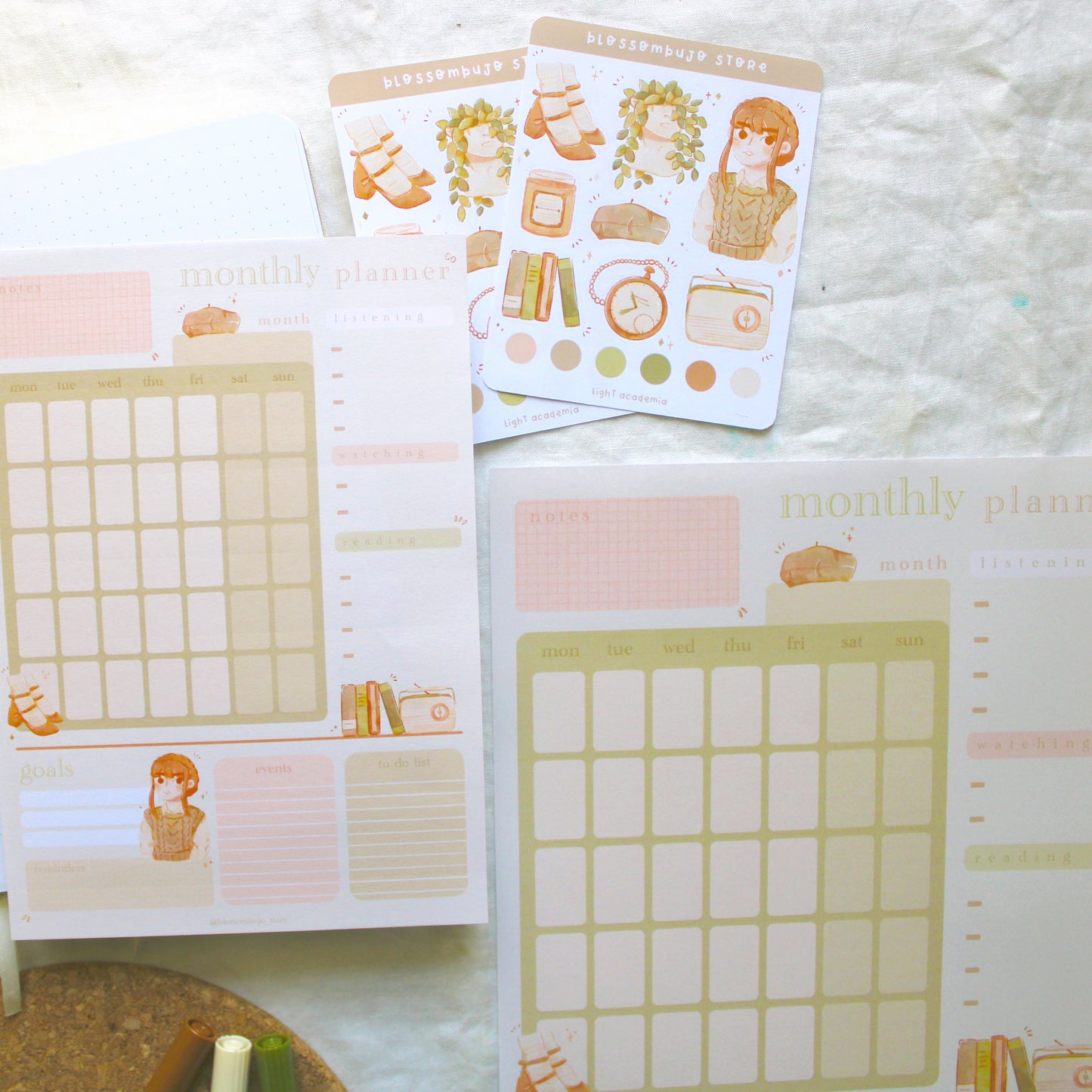 Printables - Monthly Planner Light Academia