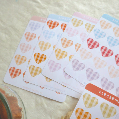 Stickersheet - Gingham Hearts